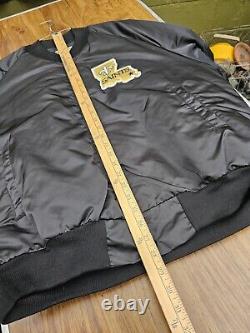 Vintage CHALK LINE BLACK SATIN Bomber Jacket NEW ORLEANS SAINTS Football NFL XL