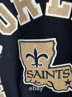 Vintage Chalk Line NFL New Orlean Saints Black Bomber Varsity Jacket Size L