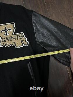 Vintage Chalk Line NFL New Orlean Saints Black Bomber Varsity Jacket Size L