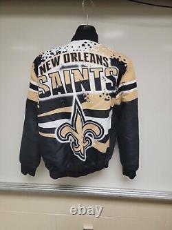 Vintage NFL G-III New Orleans Saints Button Up Jacket, all over design on back M