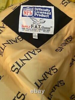 Vintage NFL New Orleans Saints Sideline Coat Jacket Large Triple FAT Goose