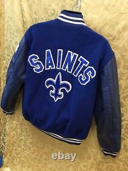 Vintage Neff New Orleans Saints Leather wool Jacket Team fan USA bomber classic