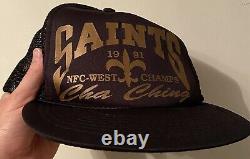 Vintage New Orleans Saints 1991 NFC West Champs Black Snapback Hat NFL Football