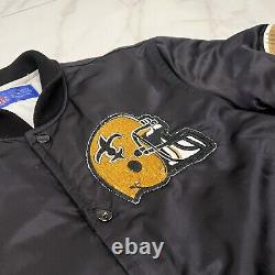 Vintage New Orleans Saints NFL Satin Jacket Size Large Patches
