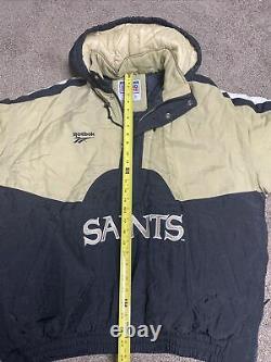 Vintage New Orleans Saints Pro Line Reebok Pull Over Winter Jacket Coat NFL XL