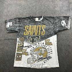 Vintage New Orleans Saints Shirt Mens Large Magic Johnson Ts All Over Print 90s