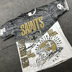 Vintage New Orleans Saints Shirt Mens Large Magic Johnson Ts All Over Print 90s