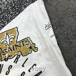 Vintage New Orleans Saints Shirt Mens Large Magic Johnson Ts All Over Print 90s