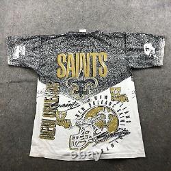 Vintage New Orleans Saints Shirt Mens Large Magic Johnson Ts All Over Print 90s