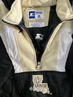 Vintage New Orleans Saints Starter Pro Line 1/2 Zip Puffer Jacket Large NFL