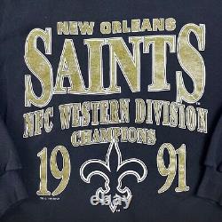 Vintage New Orleans Saints Sweater Men Extra Large XL 1991 NFC Champions RARE