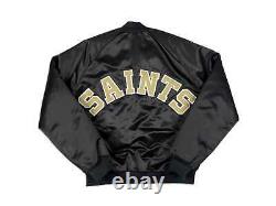 Vintage Saints Bomber Jacket 80s 90s Chalk Line Spellout New Orleans DISTRESSED