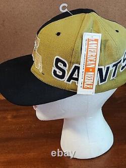 Vtg NOS American Needle New Orleans Saints Snapback 90s Split Color Big Block