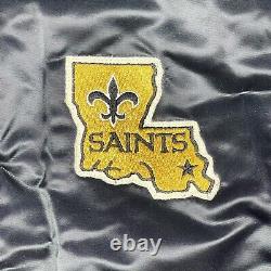 Vtg Rare NFL New Orleans Saints Black Satin Starter Bomber Jacket. Mens Large