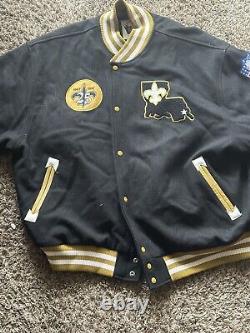 Vtg Rare NFL New Orleans Saints Mitchell&ness Black Wool Jacket. Mens 3xl