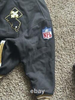 Vtg Rare NFL New Orleans Saints Mitchell&ness Black Wool Jacket. Mens 3xl